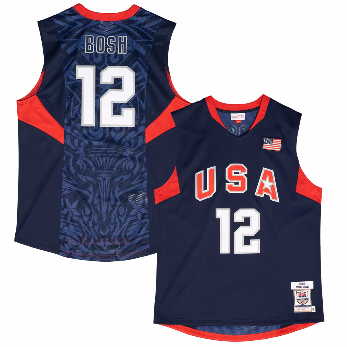 Men's Mitchell & Ness Chris Bosh Navy USA Basketball 2008 Authentic Player Jersey 7 Men's Mitchell & Ness Chris Bosh Navy USA Basketball 2008 Authentic Player Jersey