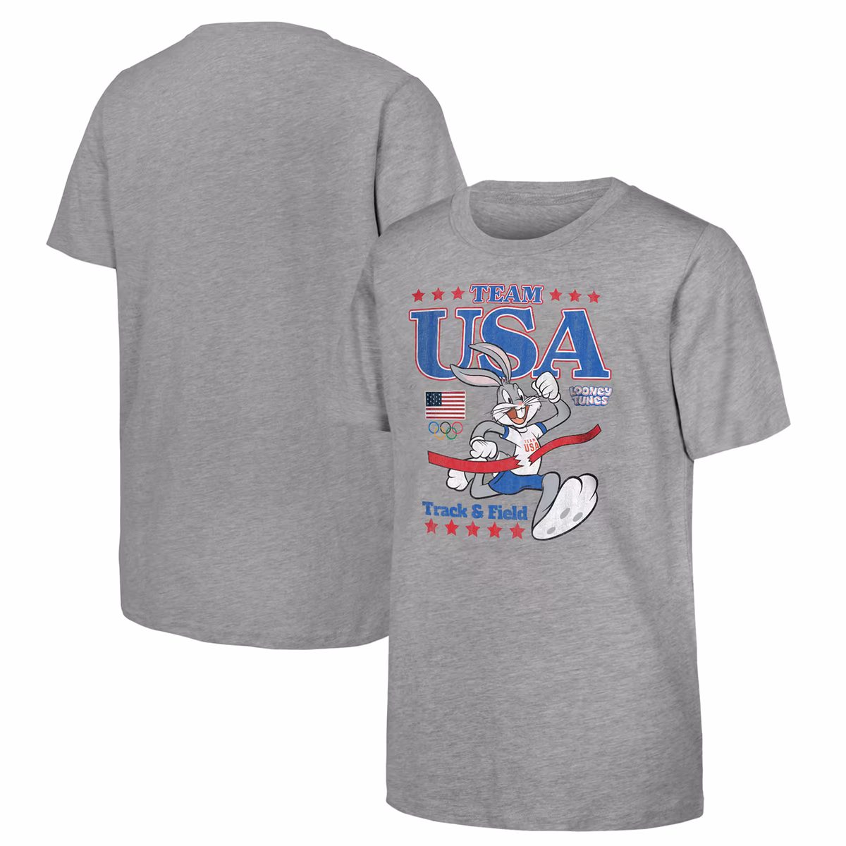 Youth Bugs Bunny Heather Gray Team USA Looney Tunes At The Finish Line T-Shirt 7 Youth Bugs Bunny Heather Gray Team USA Looney Tunes At The Finish Line T-Shirt