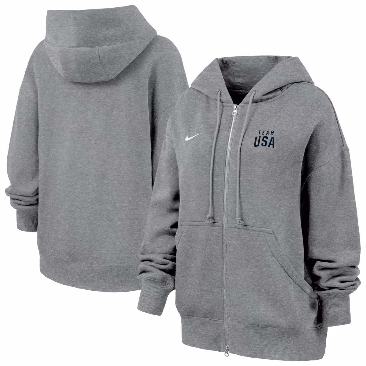 Women's Nike Heather Gray Team USA Phoenix Fleece Full-Zip Hoodie 3 Women's Nike Heather Gray Team USA Phoenix Fleece Full-Zip Hoodie