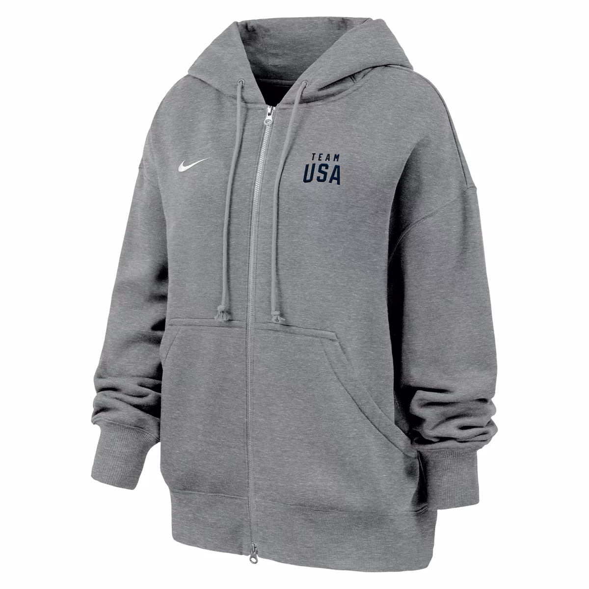 Women's Nike Heather Gray Team USA Phoenix Fleece Full-Zip Hoodie