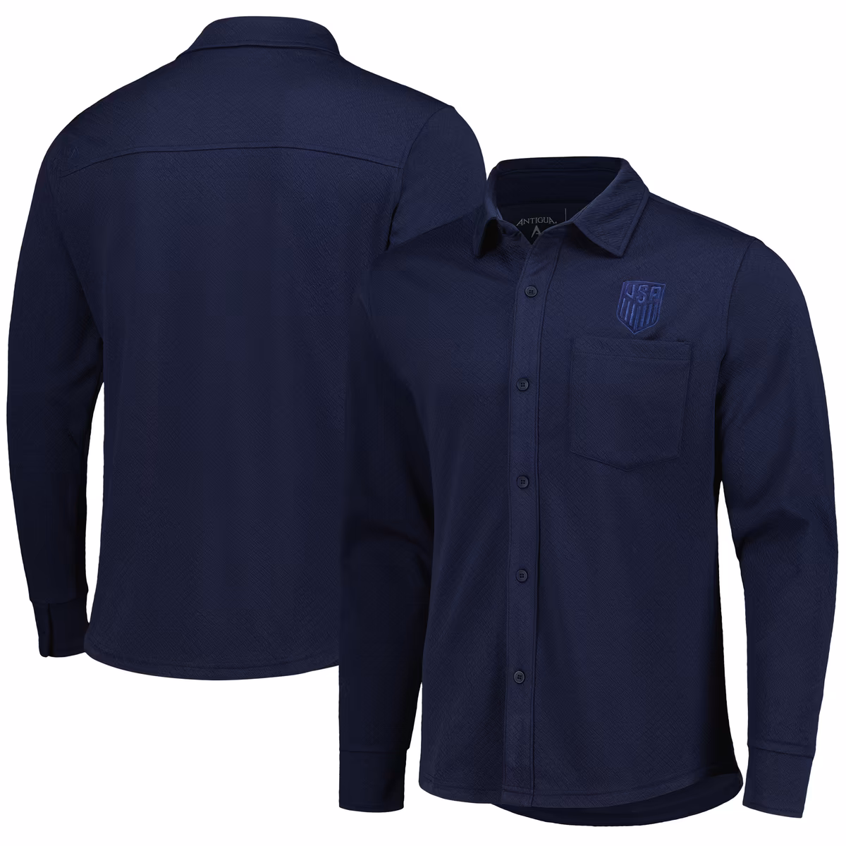 Men's Antigua Navy USMNT Streamer Diamond Button-Up Shacket