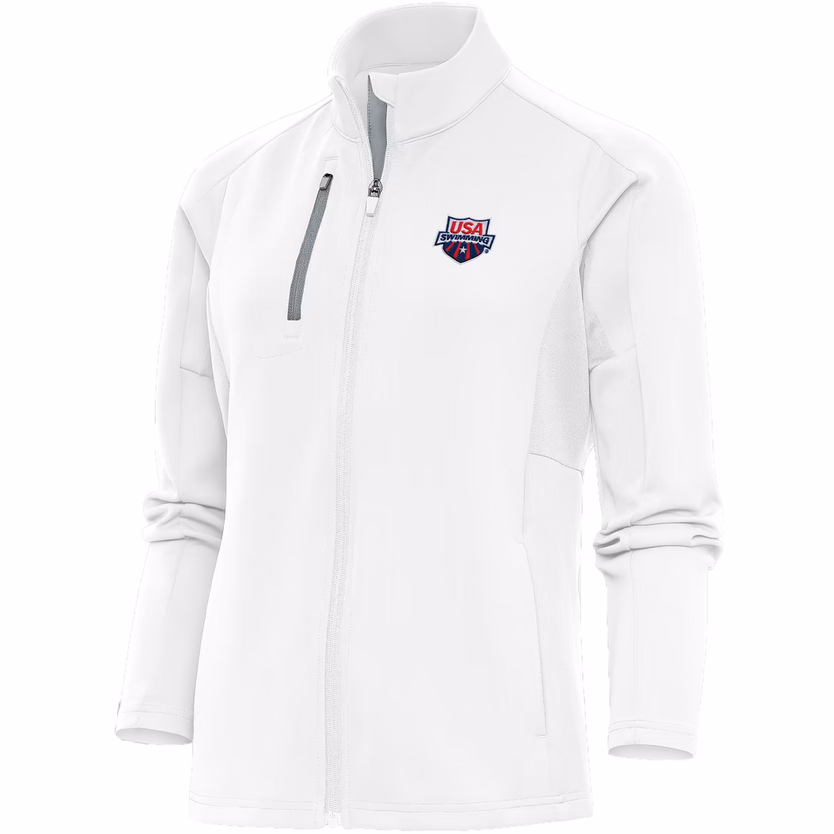 Women's Antigua  White USA Swimming Generation Full-Zip Jacket
