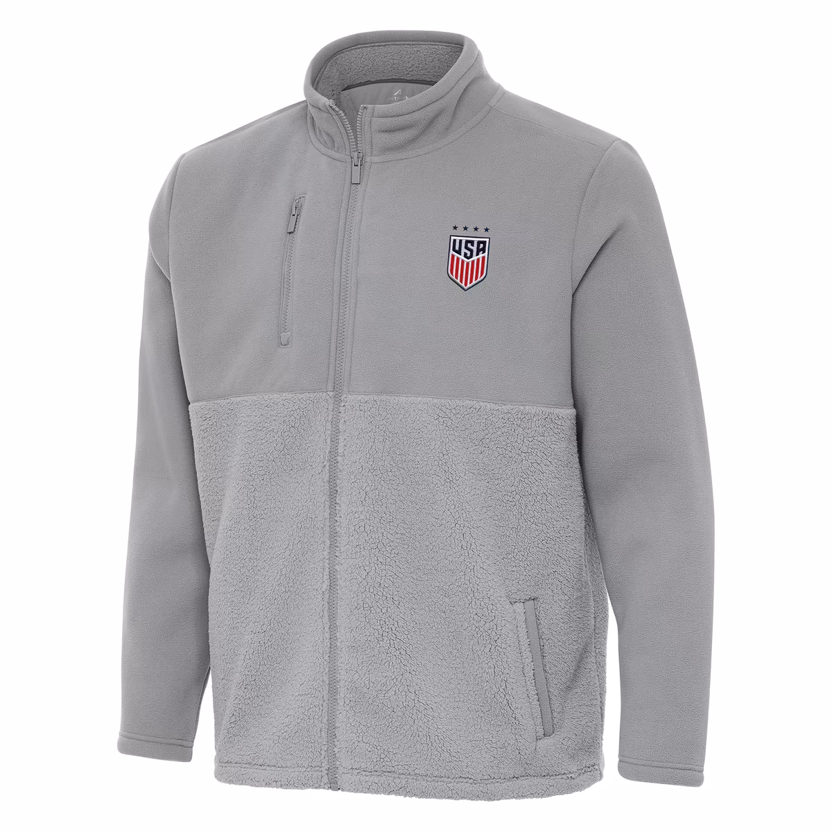 Men's Antigua Gray USWNT Daily Fused Full-Zip Jacket