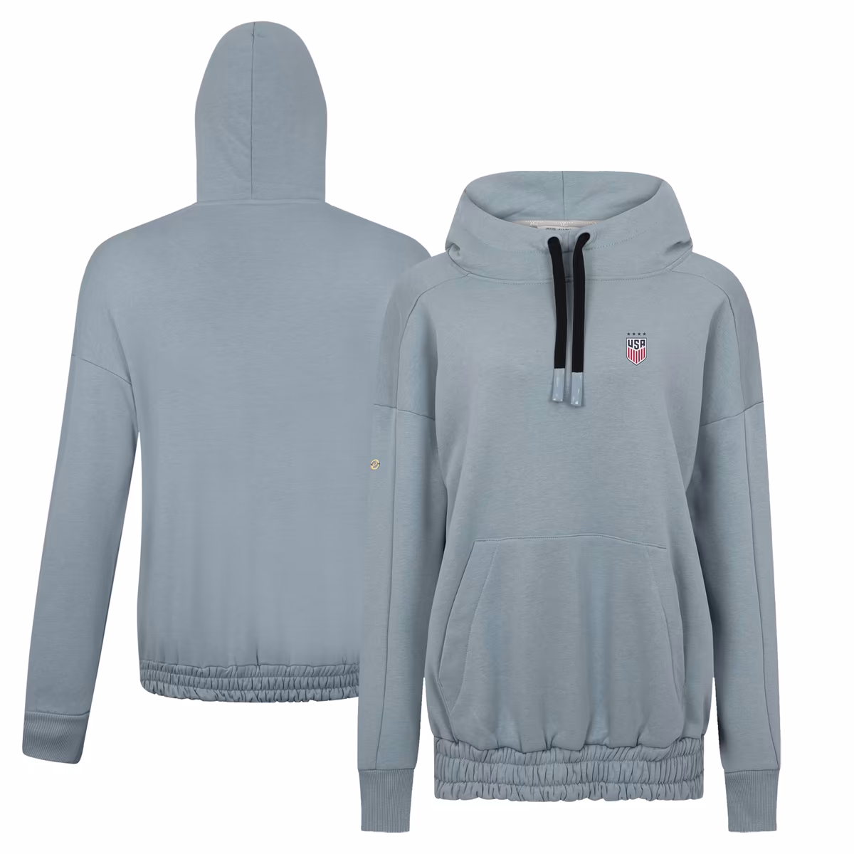 Women's Levelwear Gray USWNT Ruffled Pullover Hoodie
