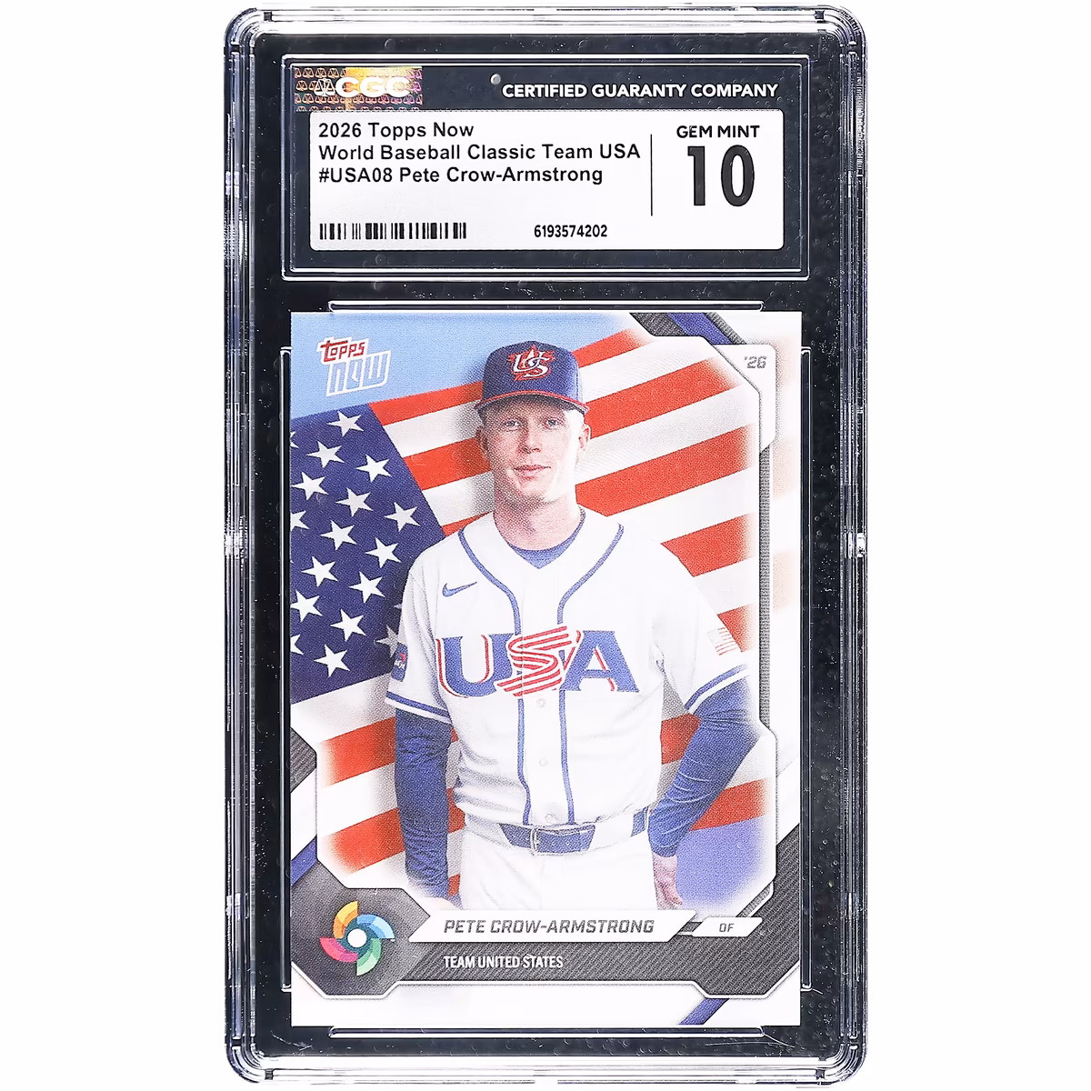 Pete Crow-Armstrong USA Baseball 2026 Topps Now #USA08 CGC Authenticated 10 Card