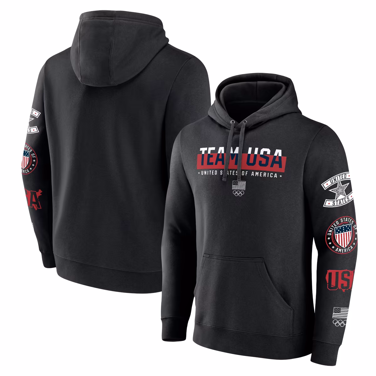 Men's Fanatics Black Team USA All American Patches Pullover Hoodie