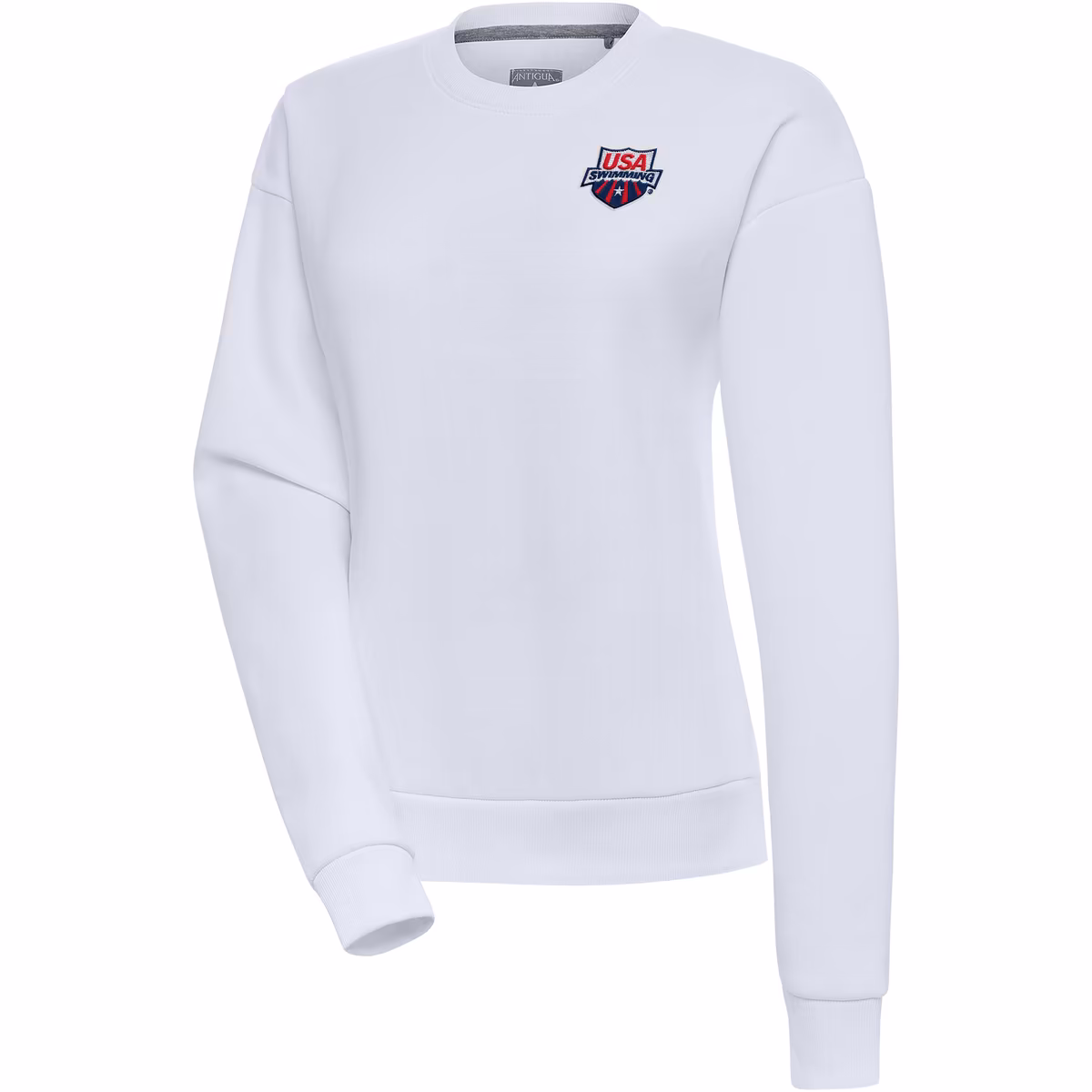 Women's Antigua  White USA Swimming Victory Pullover Sweatshirt
