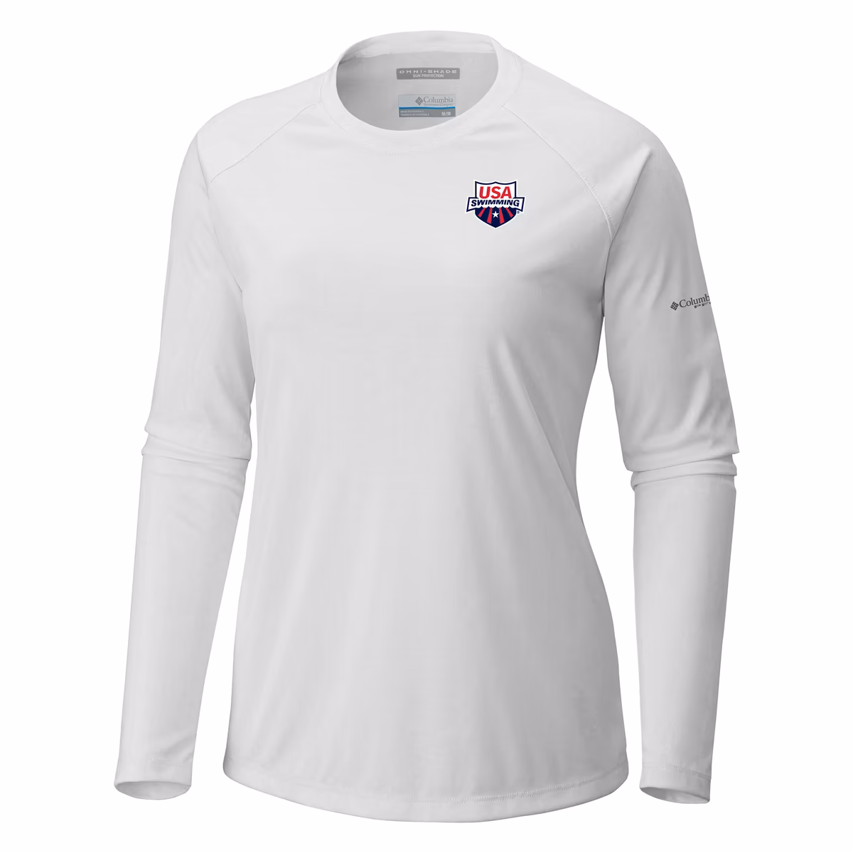 Women's Columbia White USA Swimming Tidal Tee II Long Sleeve T-Shirt