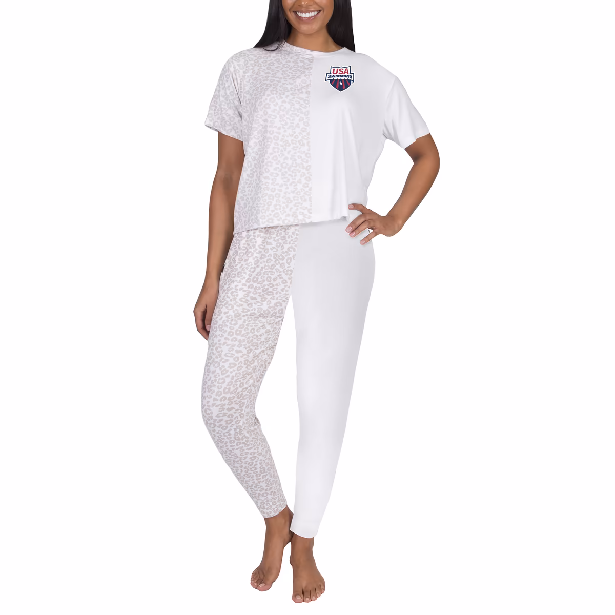 Women's Concepts Sport Cream USA Swimming Brightside Top & Pants Set 2 Women's Concepts Sport Cream USA Swimming Brightside Top & Pants Set
