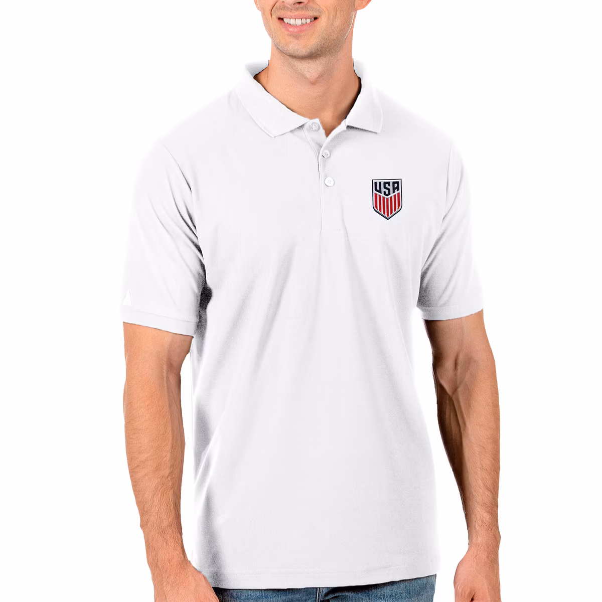 Men's Antigua White USMNT Legacy Pique Polo