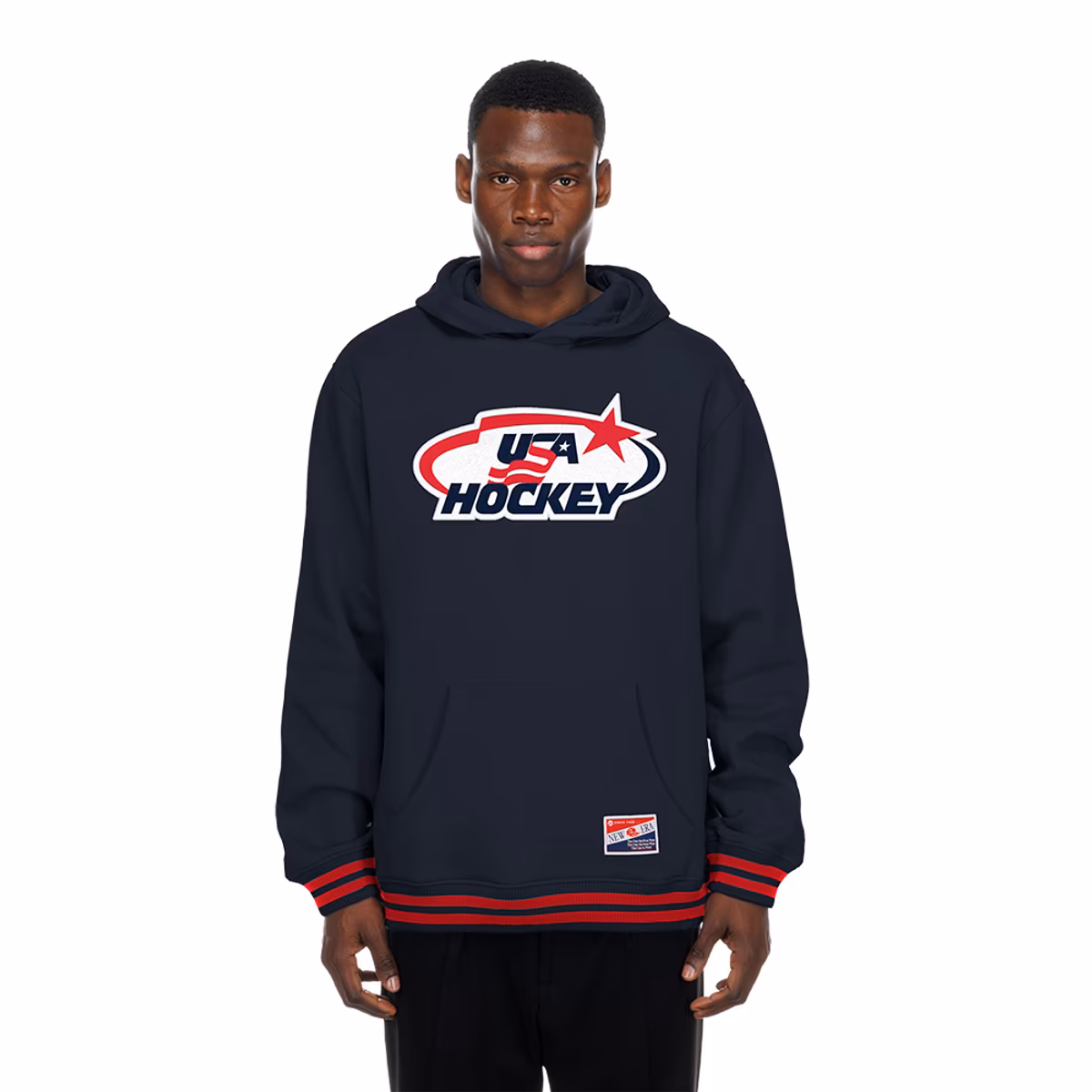 Men's New Era Black US Hockey 2026 Throwback Chenille Hoodie