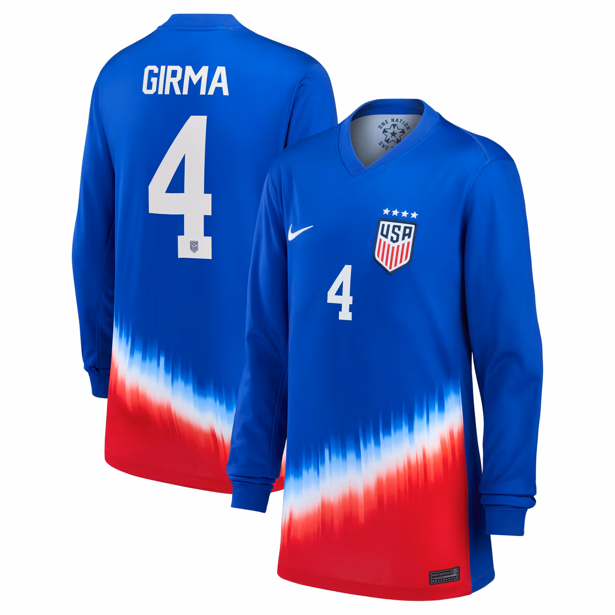 Youth Nike Naomi Girma Royal USWNT 2024 Away Replica Long Sleeve Player Jersey