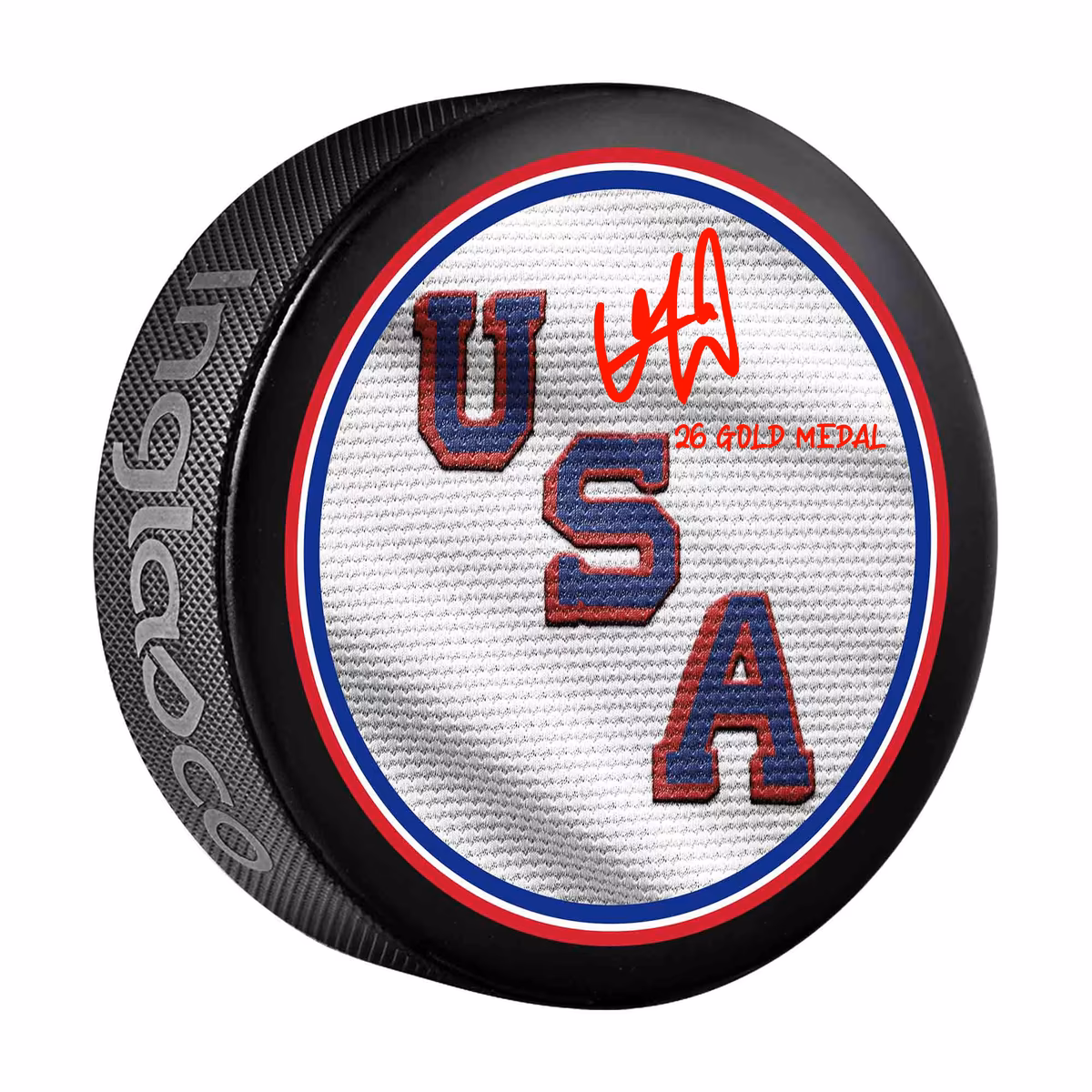 Vincent Trocheck Team USA Autographed 2026 Winter Olympics Hockey Puck with "26 Gold Medal" Inscription