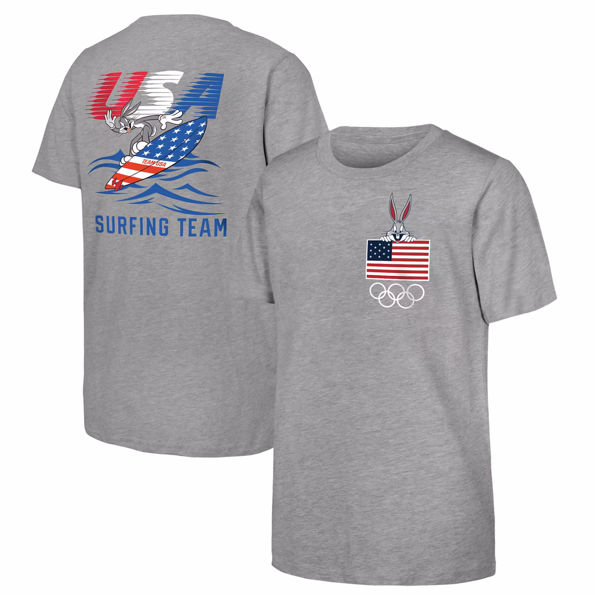 Youth Bugs Bunny Heather Gray Team USA Looney Tunes Surfing Team T-Shirt 9 Youth Bugs Bunny Heather Gray Team USA Looney Tunes Surfing Team T-Shirt