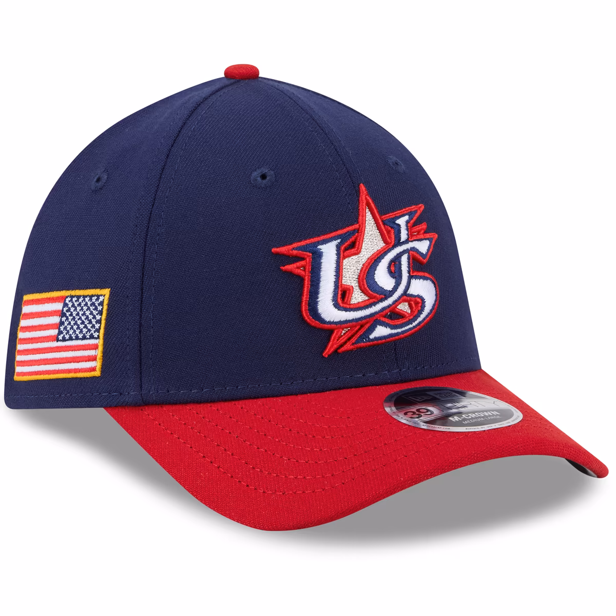 Men's New Era  Navy/Red USA Baseball 2026 World Baseball Classic M-Crown 39THIRTY Flex Hat