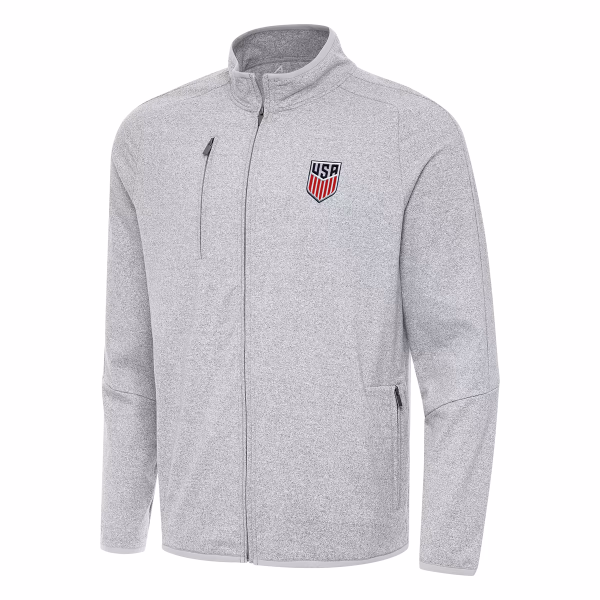 Men's Antigua Heather Gray USMNT Hold-Up Tri-Blend Full-Zip Jacket 1 Men's Antigua Heather Gray USMNT Hold-Up Tri-Blend Full-Zip Jacket