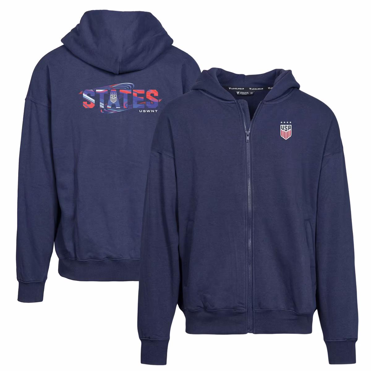 Men's Levelwear Navy USWNT Uphill Stateside Full-Zip Hoodie Jacket
