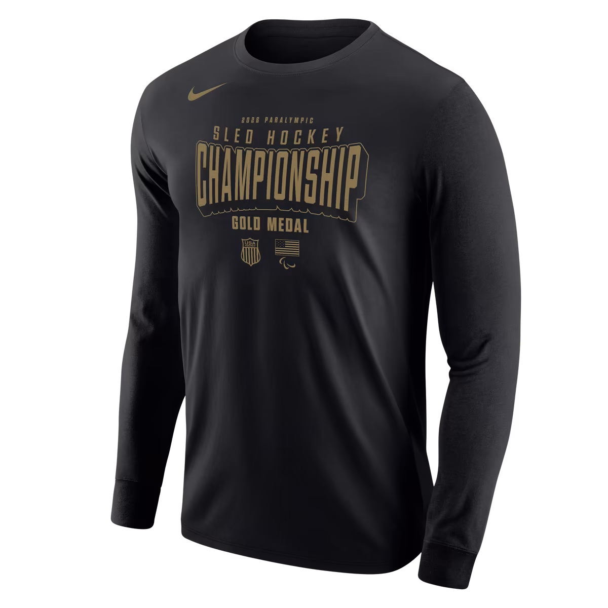 Men's Nike Black US National Sled Hockey 2026 Winter Olympics Gold Medal Champions Long Sleeve T-Shirt 8 Men's Nike Black US National Sled Hockey 2026 Winter Olympics Gold Medal Champions Long Sleeve T-Shirt