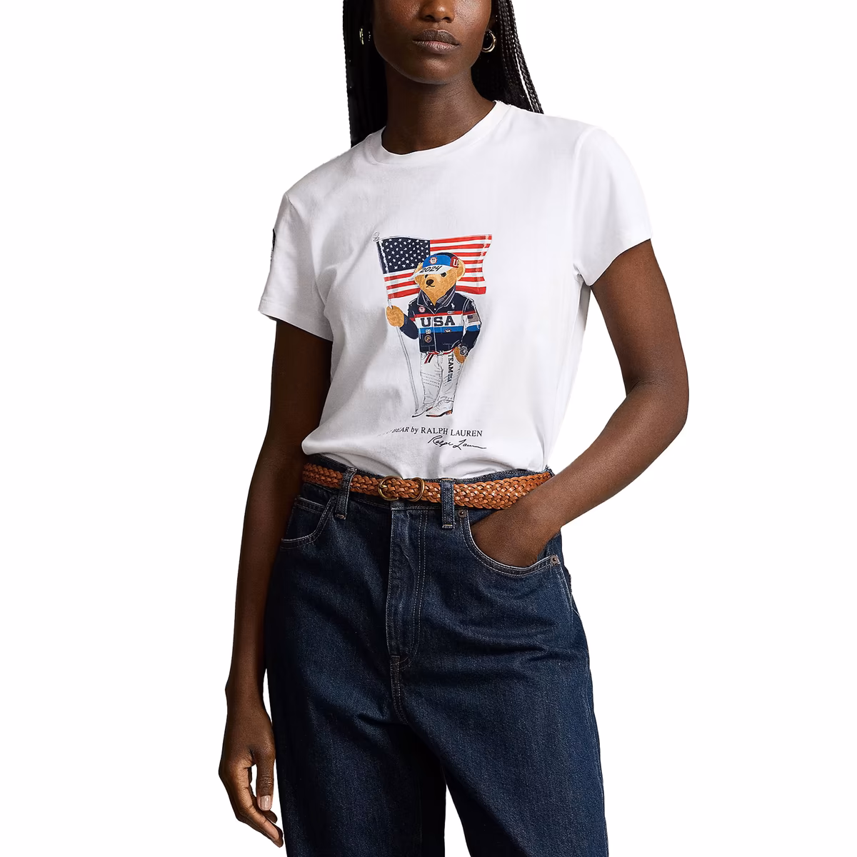 Women's Polo Ralph Lauren White Team USA 2024 Summer Olympics Villagewear Bear T-Shirt