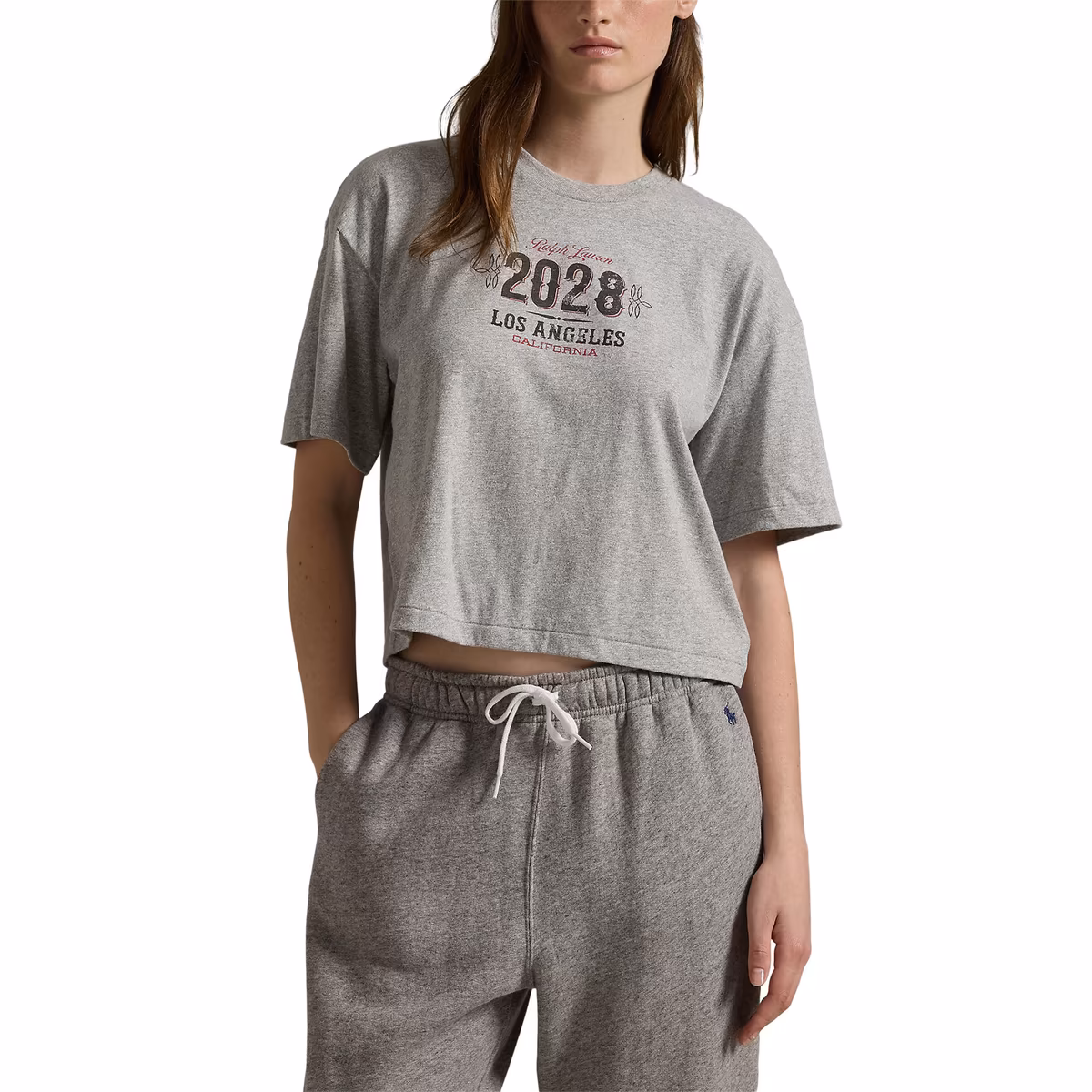 Women's Polo Ralph Lauren Gray LA28 Summer Olympics T-Shirt 10 Women's Polo Ralph Lauren Gray LA28 Summer Olympics T-Shirt