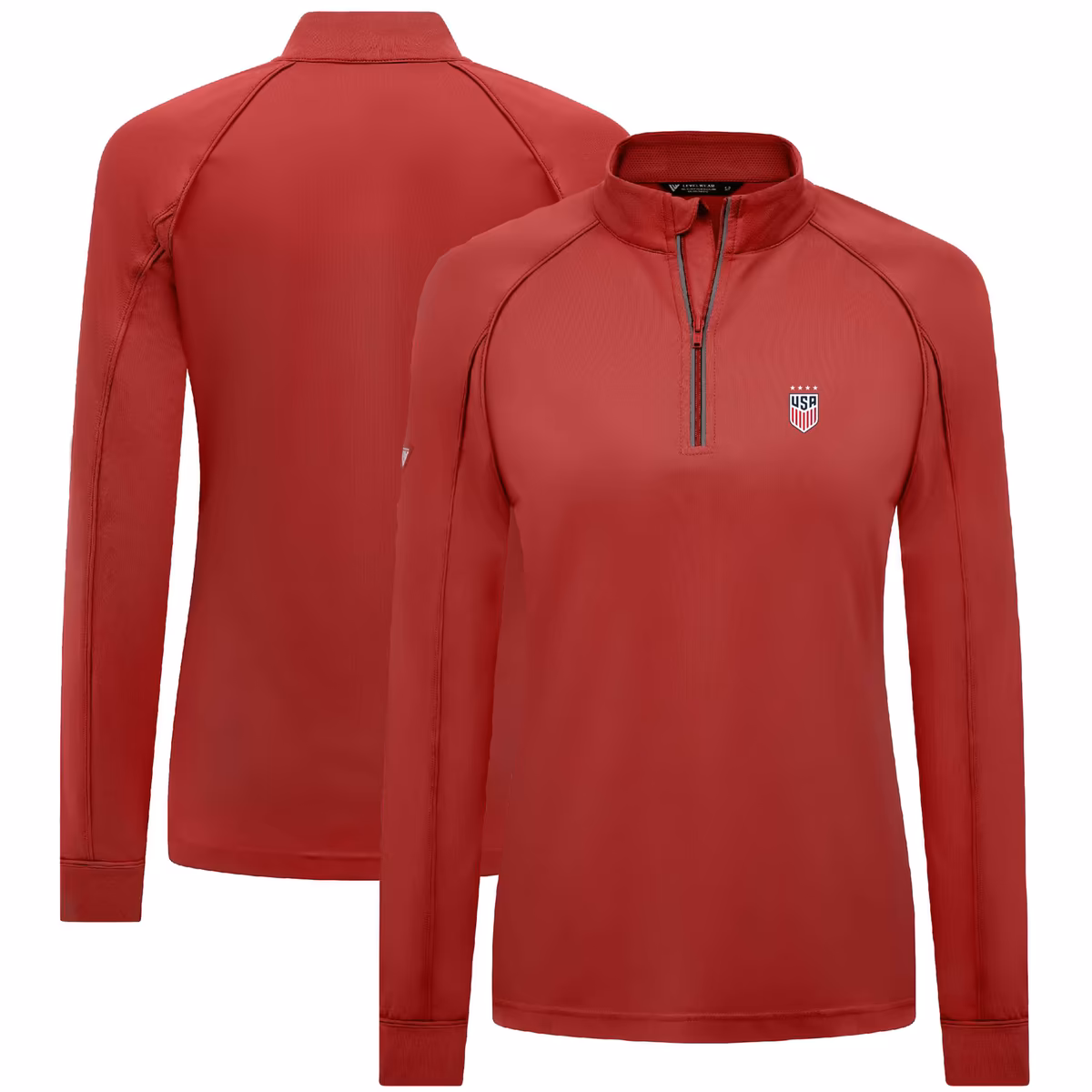 Women's Levelwear Red USWNT Kinetic Insignia Quarter-Zip Pullover