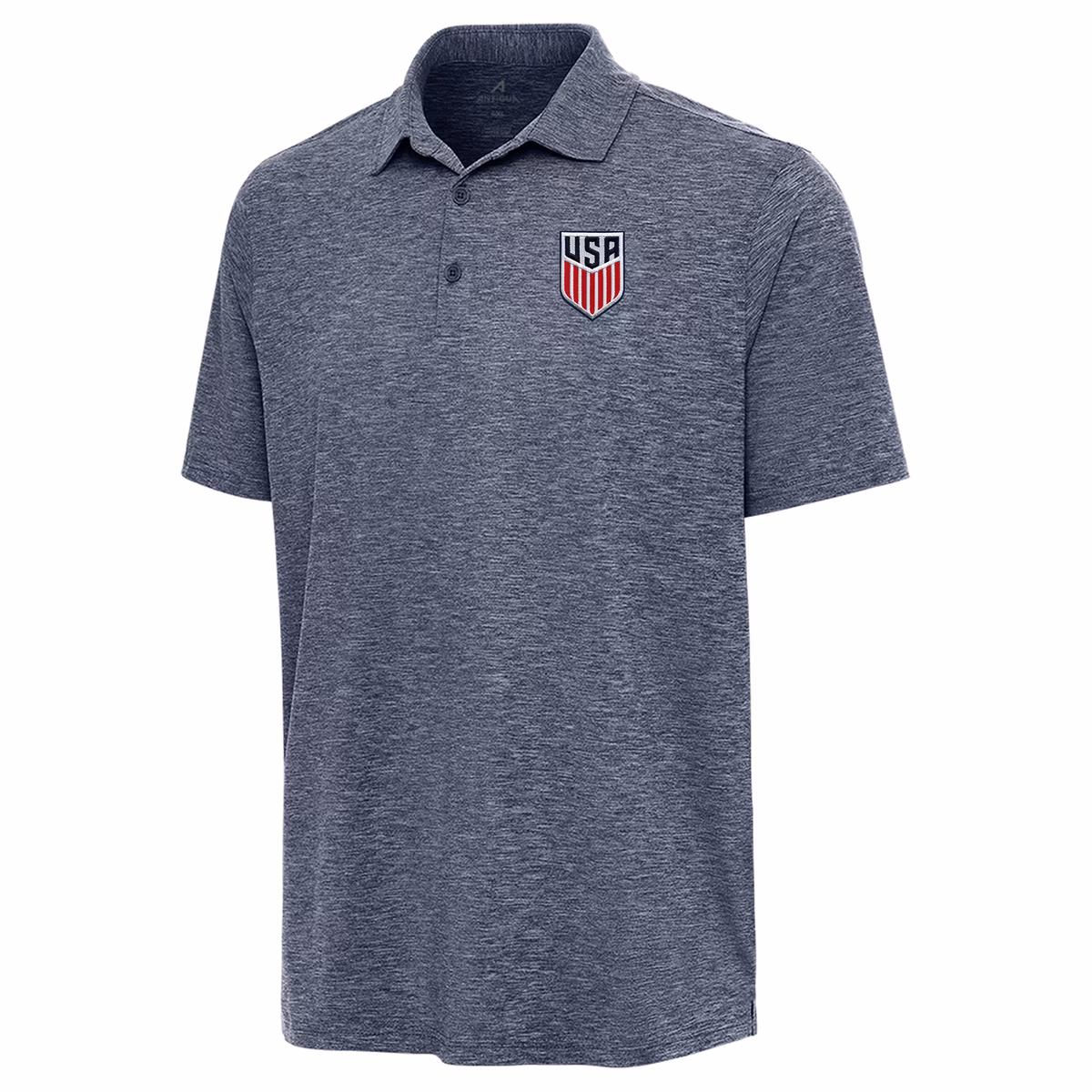 Men's Antigua Heather Navy USMNT Big & Tall Par 3 Polo