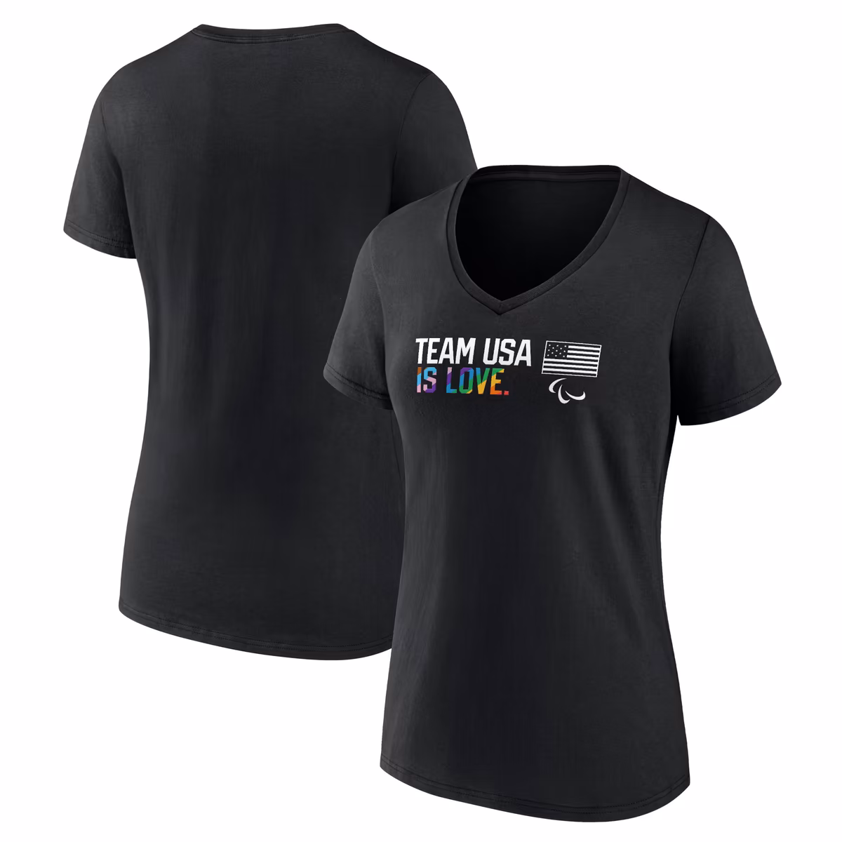 Women's Black Team USA Paralympics Pride V-Neck T-Shirt 2 Women's Black Team USA Paralympics Pride V-Neck T-Shirt