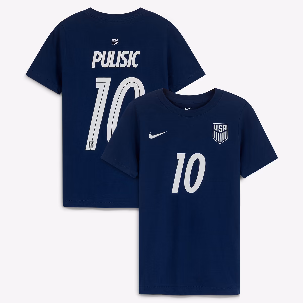 Youth Nike Christian Pulisic Navy USMNT Away Name & Number T-Shirt