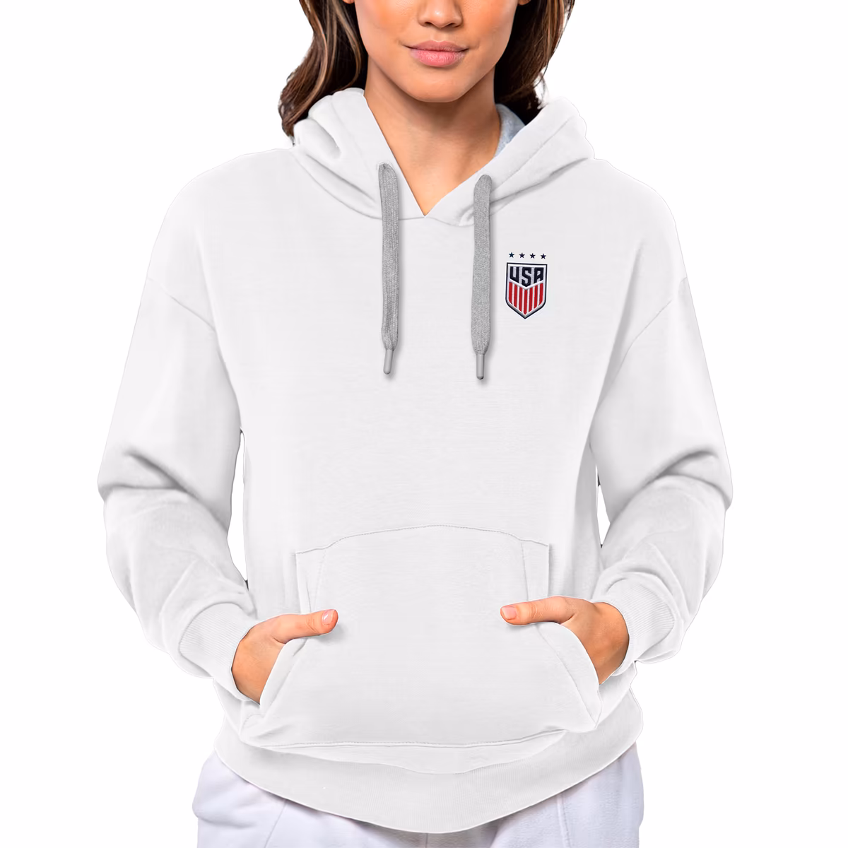 Women's Antigua Charcoal USWNT Victory Pullover Hoodie 1 Women's Antigua Charcoal USWNT Victory Pullover Hoodie