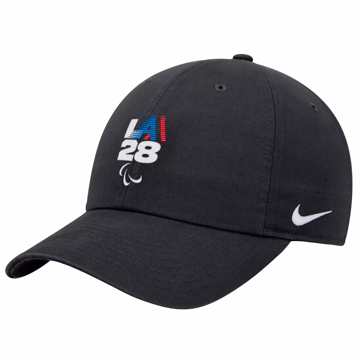 Youth Nike Black LA28 Summer Paralympics Retro Stripe Club Adjustable Hat