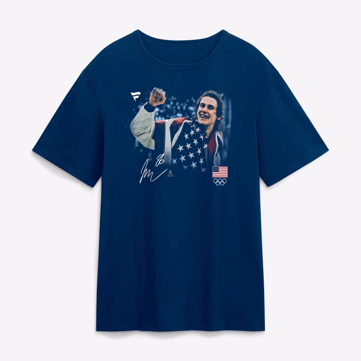 Men's Fanatics Jack Hughes Navy US Men's Olympic Hockey Gold Medal Flag T-Shirt 9 Men's Fanatics Jack Hughes Navy US Men's Olympic Hockey Gold Medal Flag T-Shirt