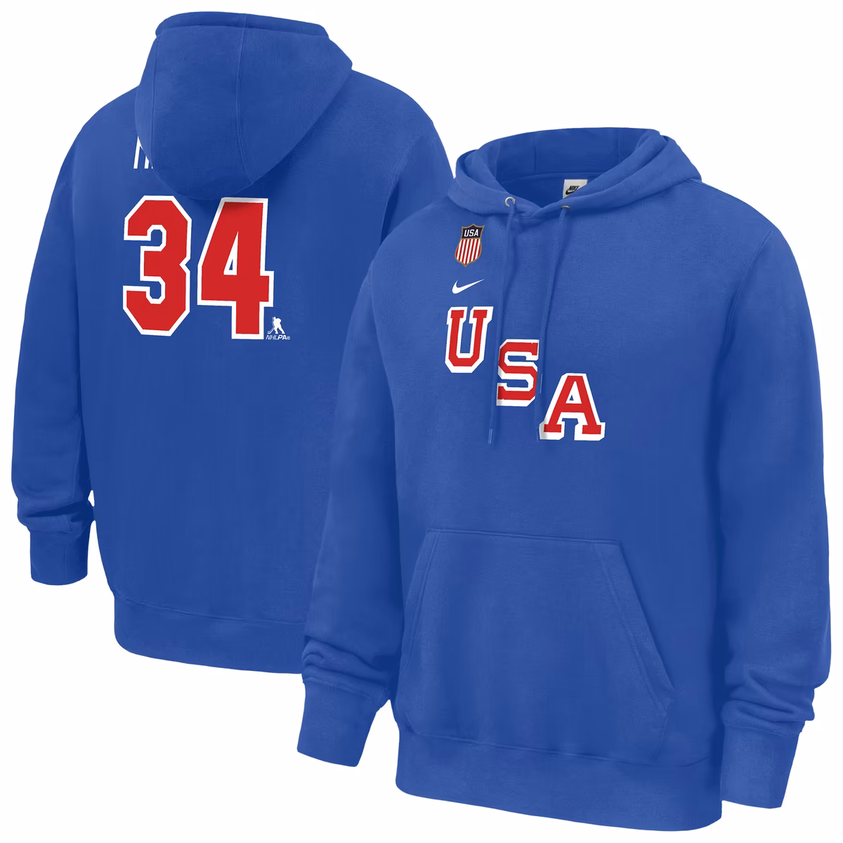 Men's Nike Auston Matthews Royal US Hockey 2026 Name & Number Hoodie 1 Men's Nike Auston Matthews Royal US Hockey 2026 Name & Number Hoodie