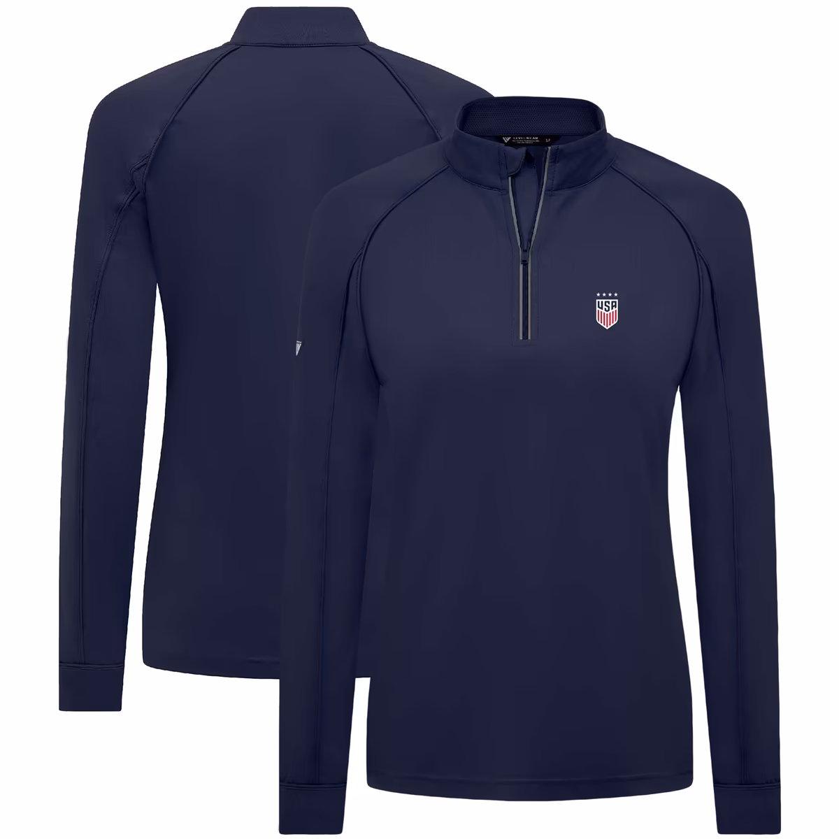 Women's Levelwear Navy USWNT Kinetic Insignia Quarter-Zip Pullover