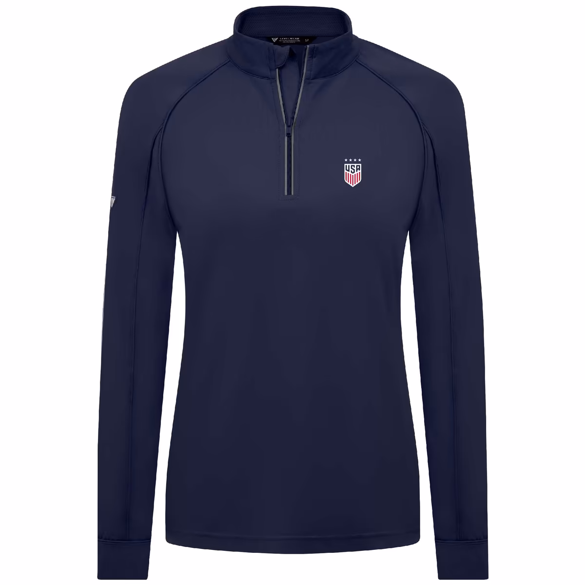 Women's Levelwear Navy USWNT Kinetic Insignia Quarter-Zip Pullover