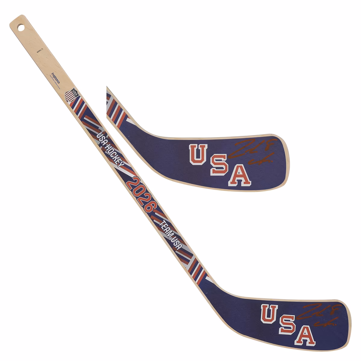 Zach Werenski Team USA Autographed 2026 Winter Olympics Mini Wood Stick