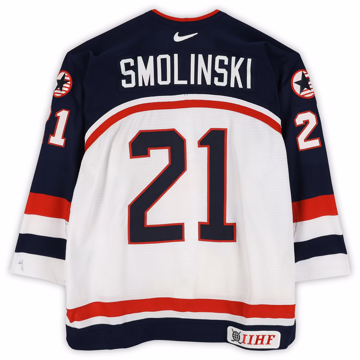 Bryan Smolinski Team USA Game-Used #21 White Nike Jersey from the 2004 World Cup of Hockey