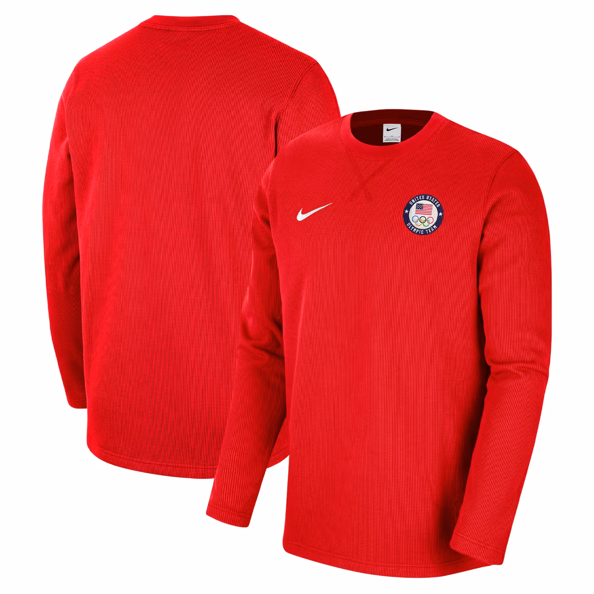 Men's Nike Red Team USA Waffle Knit Long Sleeve T-Shirt
