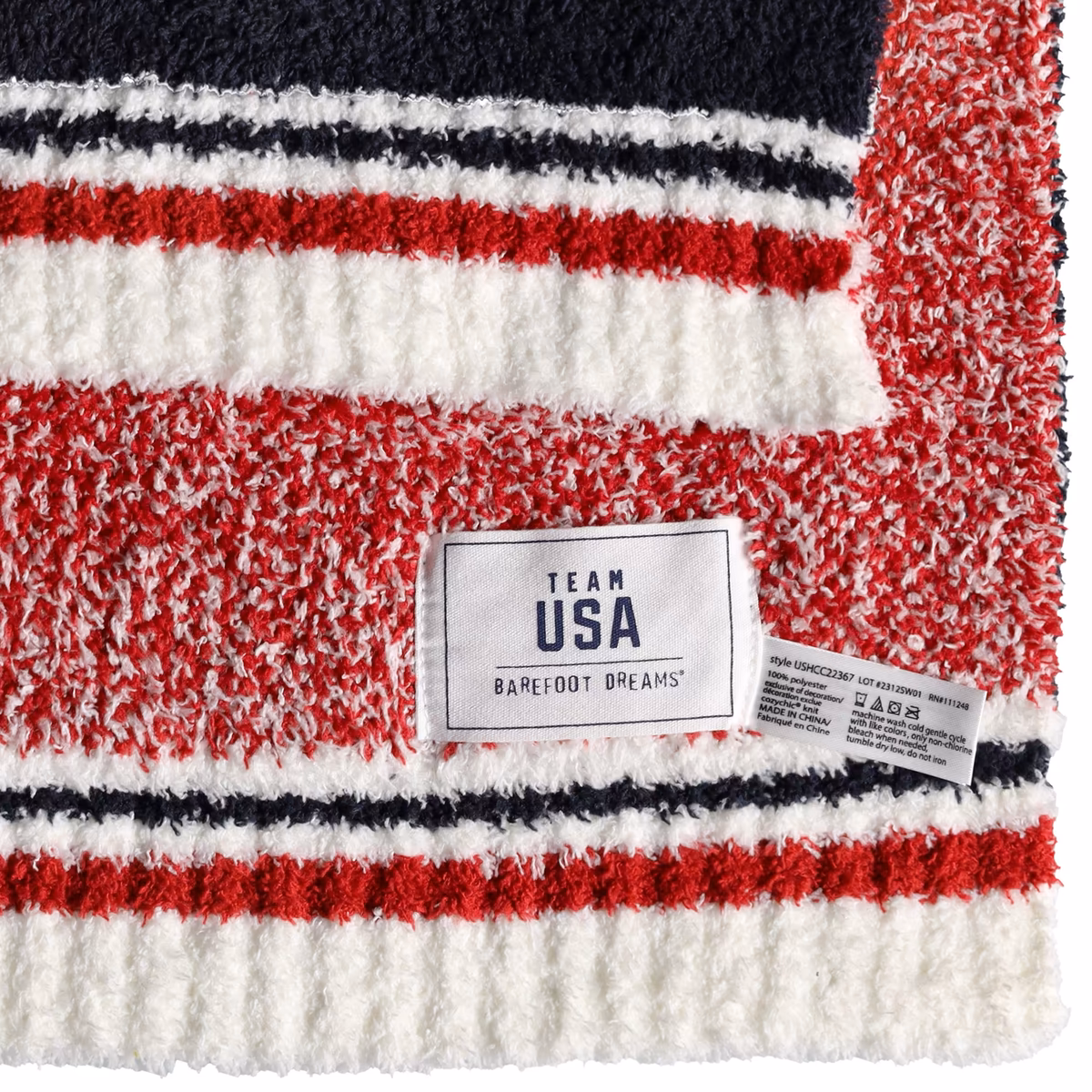 Barefoot Dreams Team USA 54" x 72" CozyChic Stars and Stripes Throw Blanket
