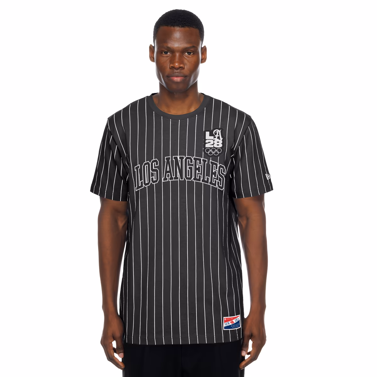 Men's New Era Black LA 2028 Summer Olympics Meshback Pinstripe T-Shirt 6 Men's New Era Black LA 2028 Summer Olympics Meshback Pinstripe T-Shirt
