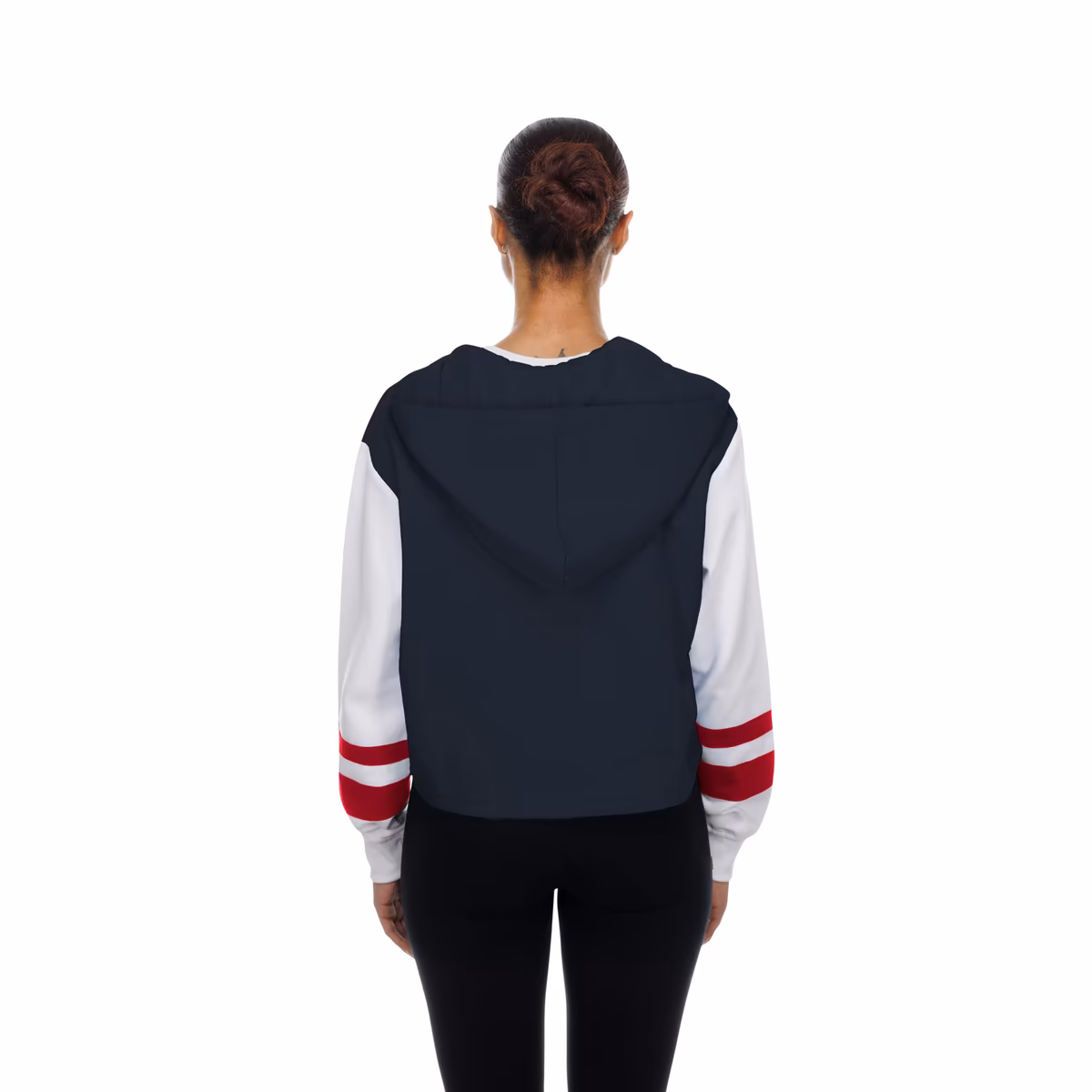 Women's New Era  Navy US Hockey Throwback Boxy Lace-Up Hoodie
