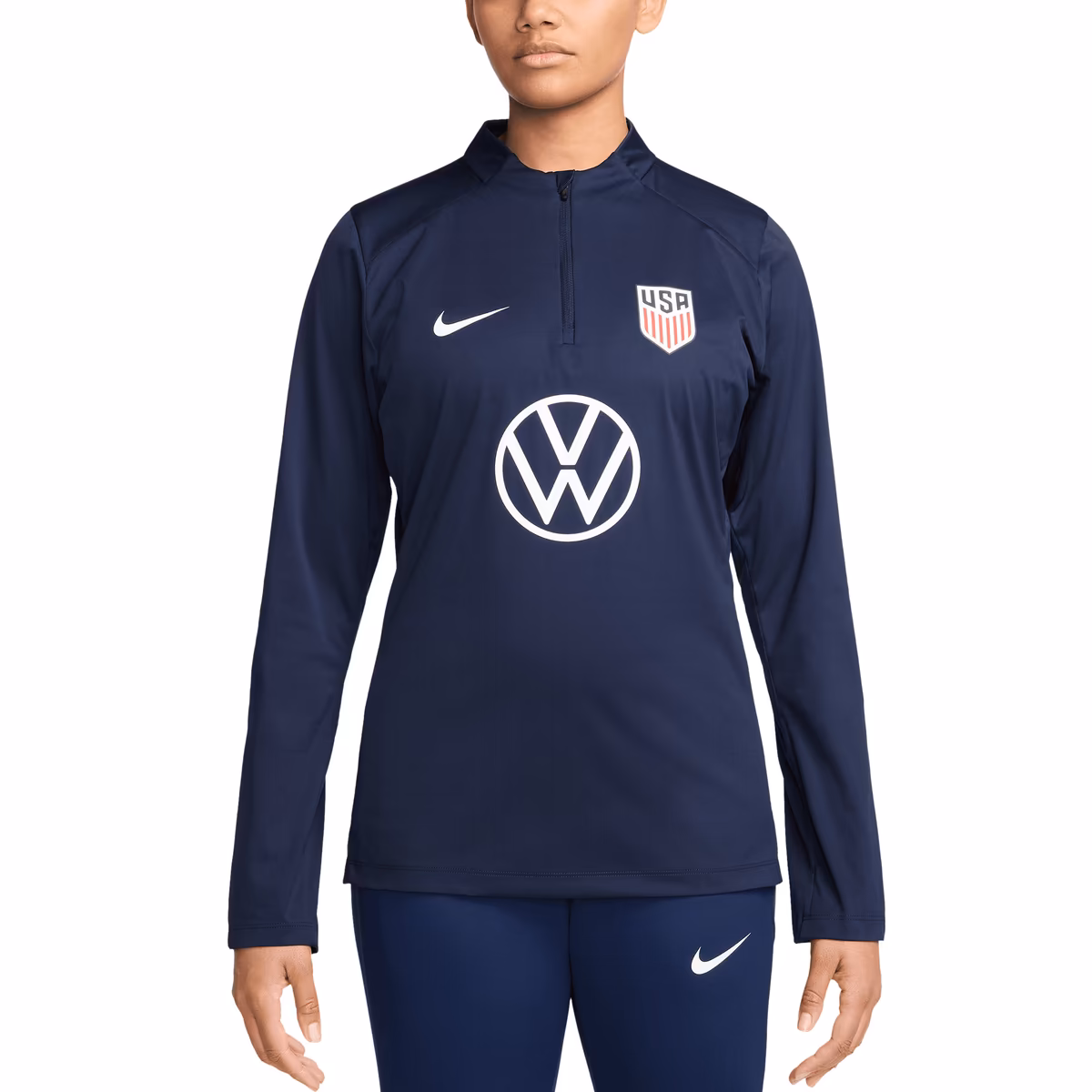 Women's Nike Navy USMNT 2024 Strike Drill Performance Quarter-Zip Pullover Top 1 Women's Nike Navy USMNT 2024 Strike Drill Performance Quarter-Zip Pullover Top