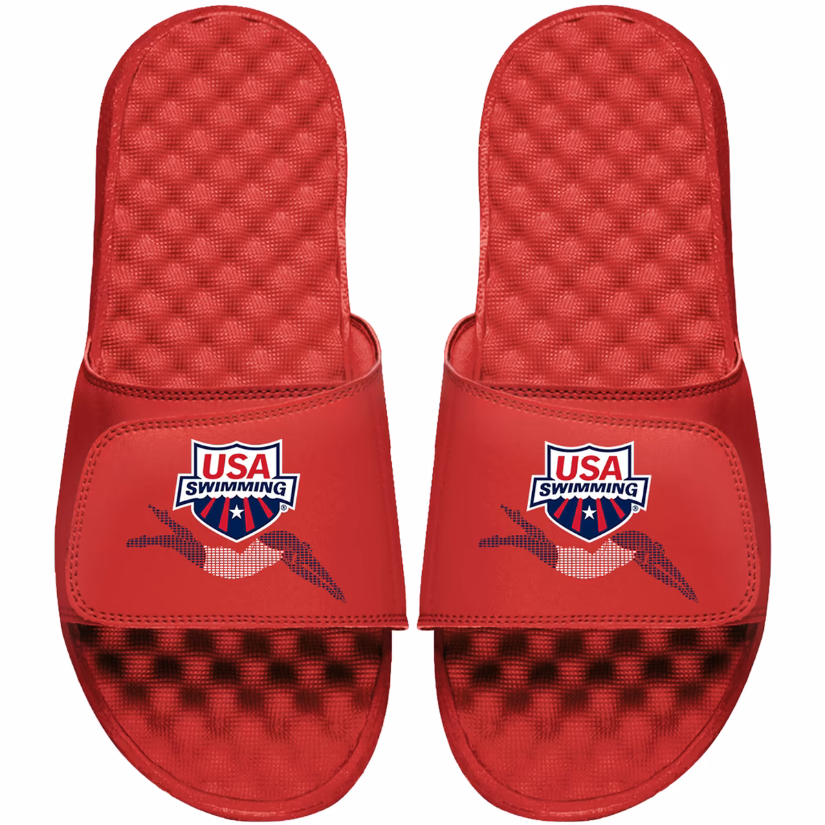Youth ISlide  Red USA Swimming Stacked Logo Slide Sandals