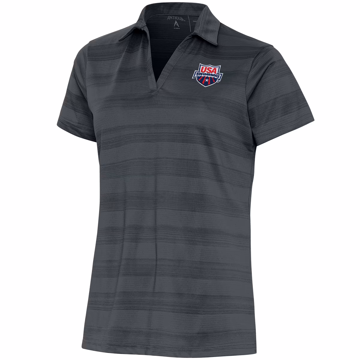 Women's Antigua  Charcoal USA Swimming Compass Polo