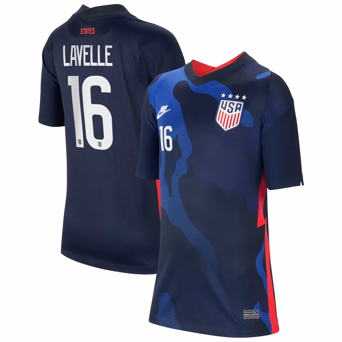 Youth Nike Rose Lavelle Navy USWNT 2020 Away Breathe Stadium Replica Player Jersey