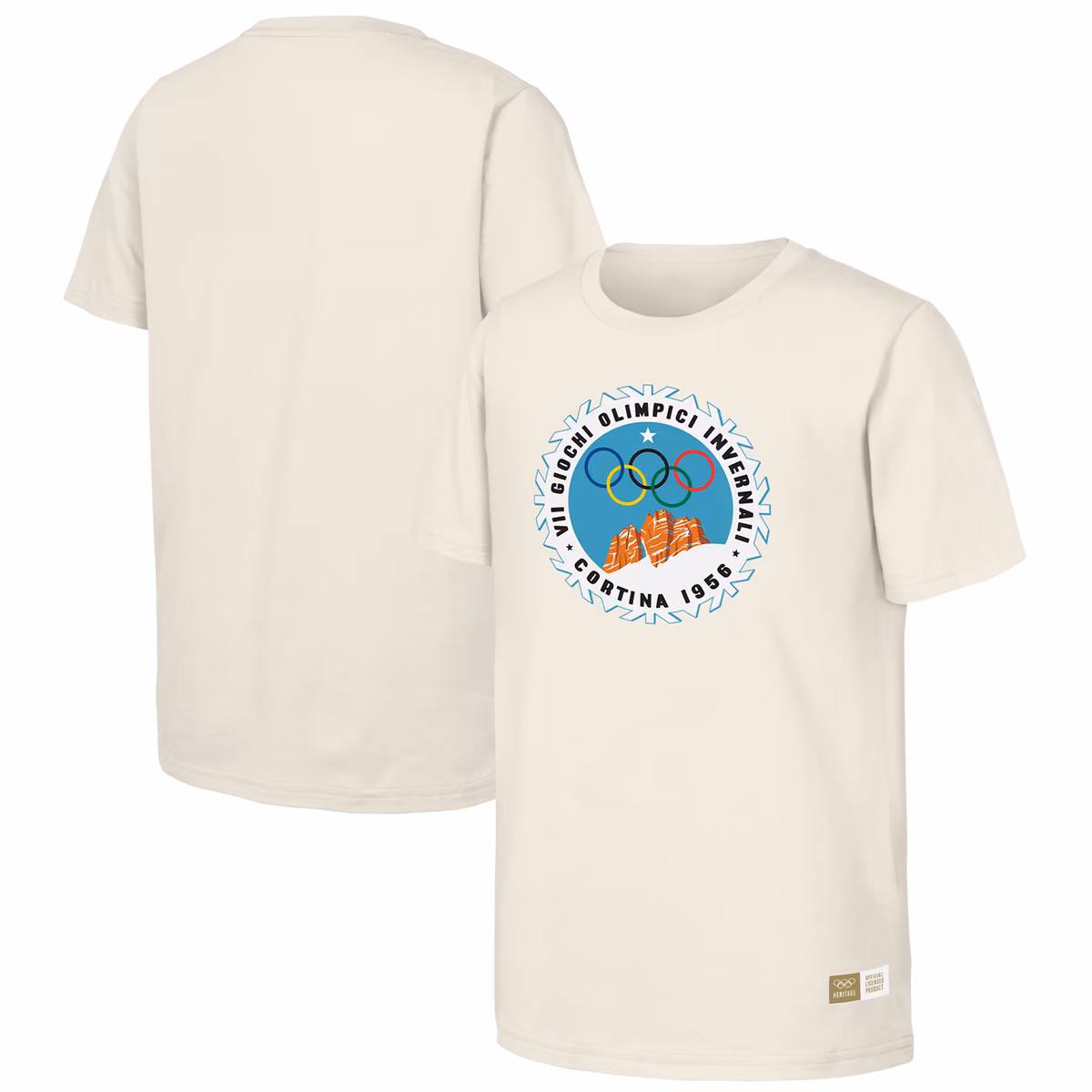 Men's Natural 1956 Cortina Games Olympic Heritage T-Shirt 7 Men's Natural 1956 Cortina Games Olympic Heritage T-Shirt