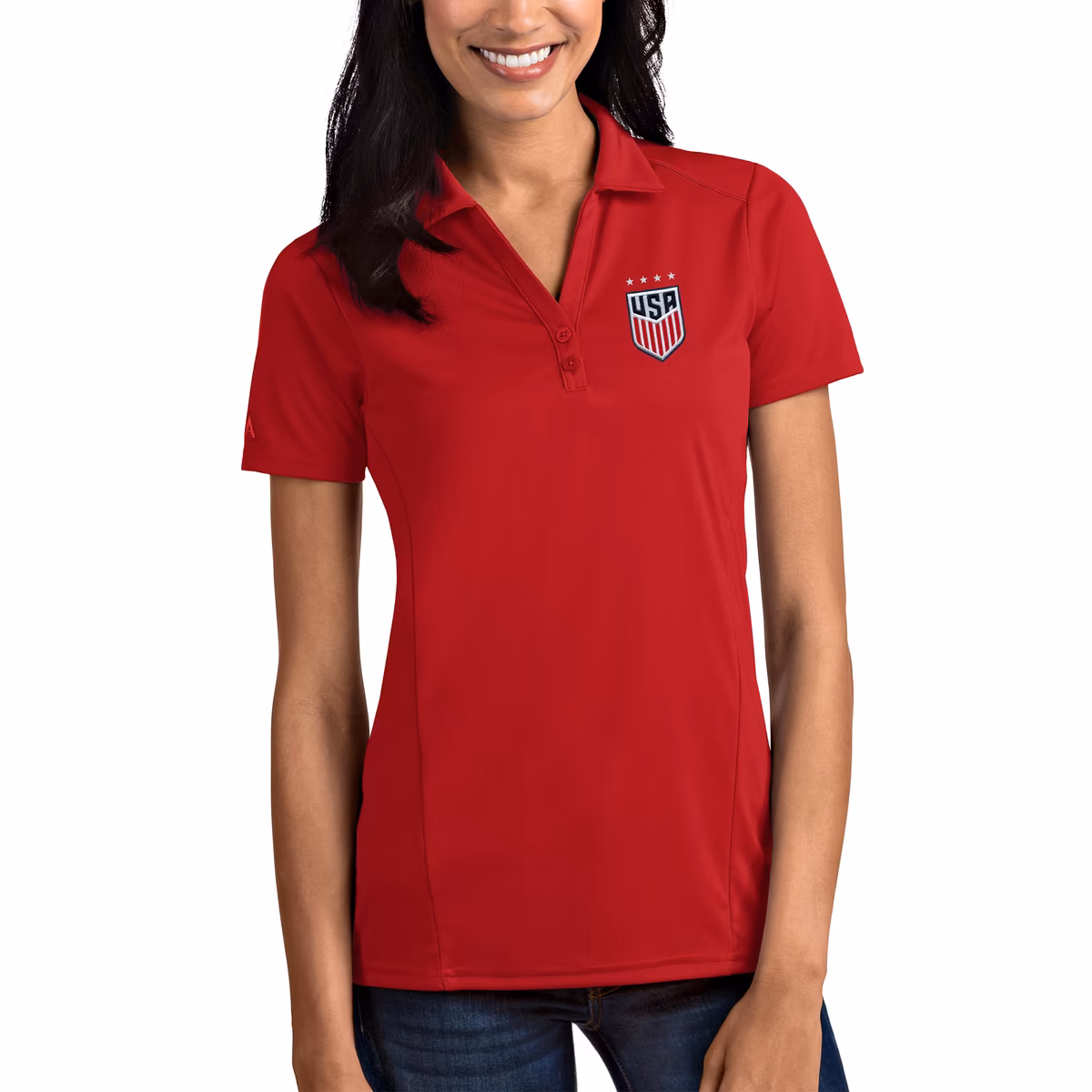 Women's Antigua Red USWNT Tribute Polo
