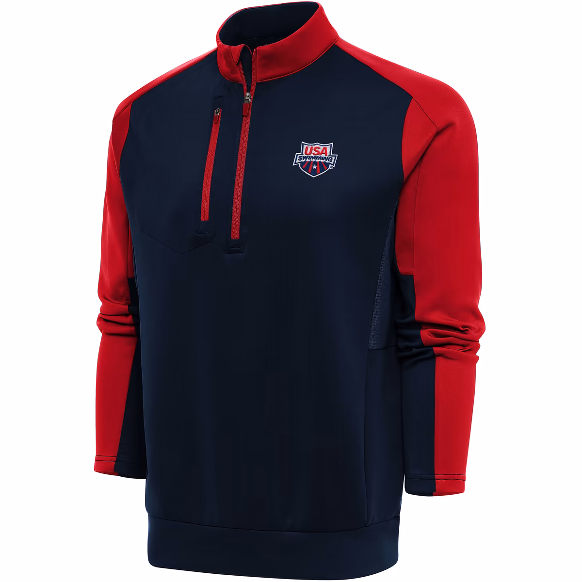 Men's Antigua  Navy/Red USA Swimming Team Quarter-Zip Pullover Top