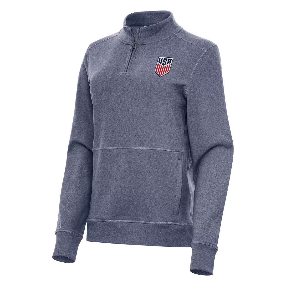 Women's Antigua Heather Navy USMNT Crush Quarter-Zip Top 7 Women's Antigua Heather Navy USMNT Crush Quarter-Zip Top