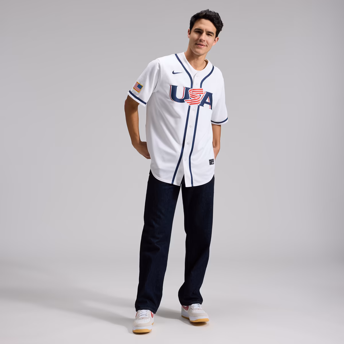 Men's Nike White USA Baseball 2026 World Baseball Classic Home Stadium Jersey 3 Men's Nike White USA Baseball 2026 World Baseball Classic Home Stadium Jersey