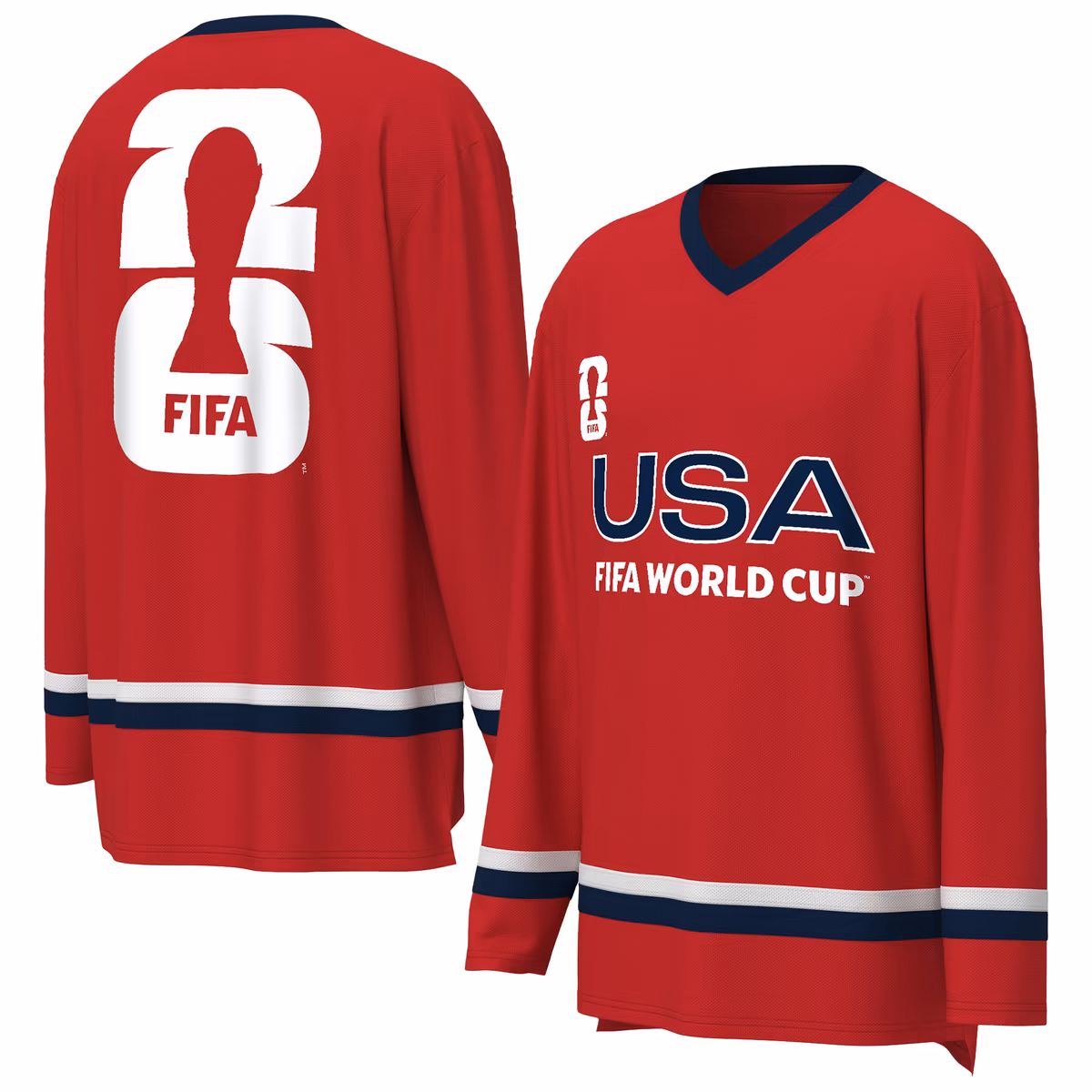 Men's Outerstuff Red USA FIFA World Cup 2026 Hockey Jersey 18 Men's Outerstuff Red USA FIFA World Cup 2026 Hockey Jersey